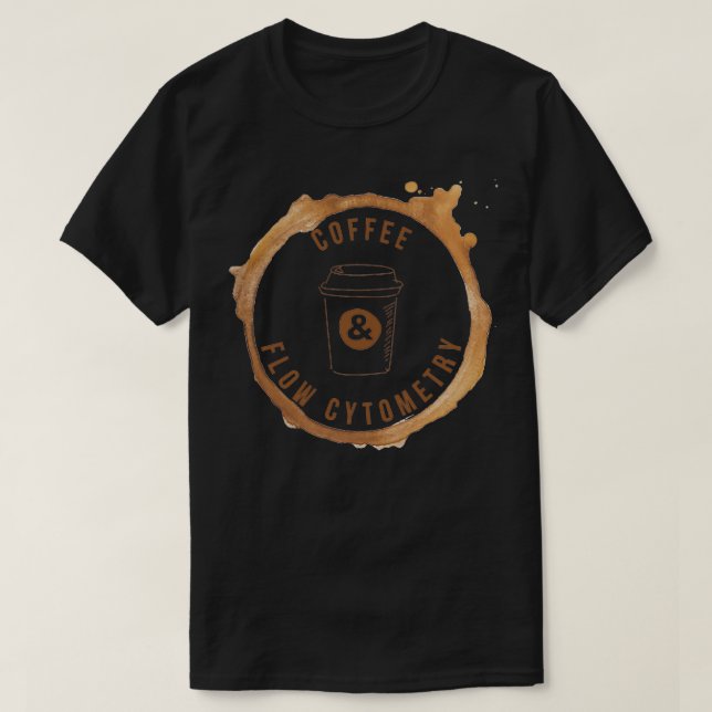 Kaffe och flödescytometri med kaffe ring t shirt (Design framsida)