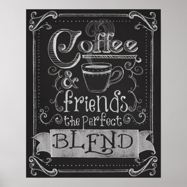 Kaffe- och friends Chalk Board Art Poster (Framsidan)
