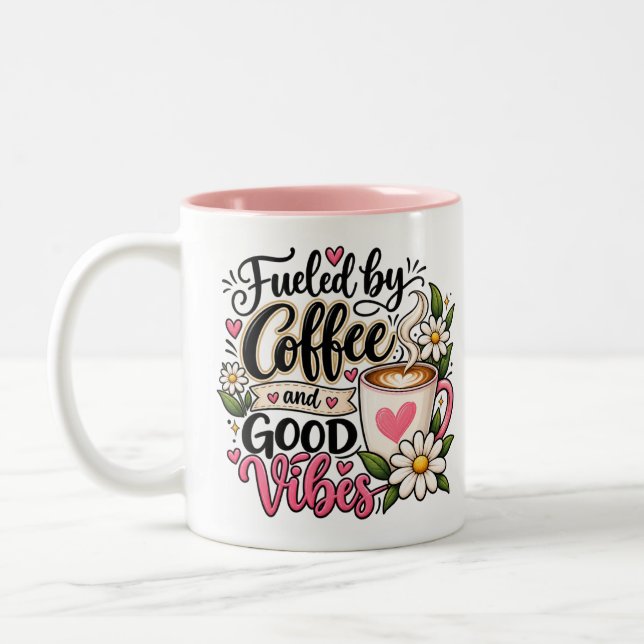 Kaffe och Goda Vibrationer Två-Tonad Mugg (Vänster)