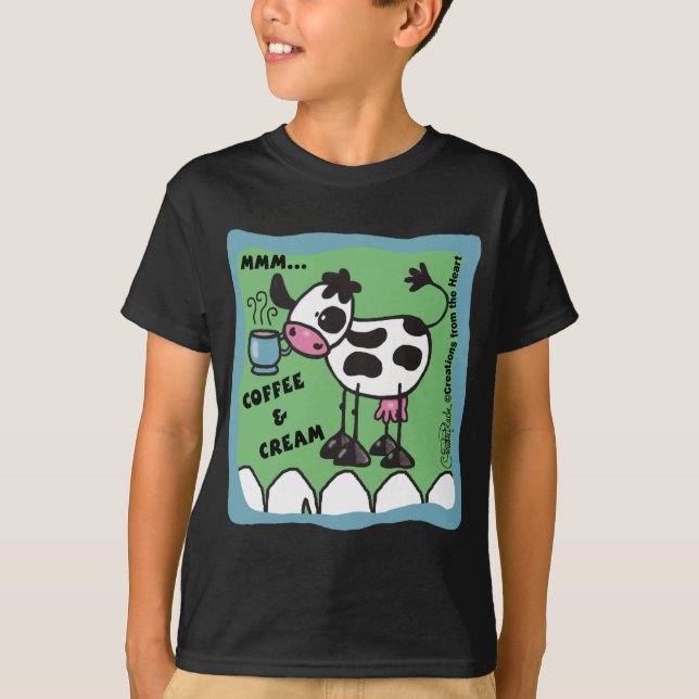 Kaffe och gräsklipp t shirt (Framsida)