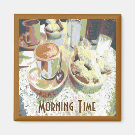 Kaffe och grimgarn Nya Orleans Cafe Aulait Donuts Magnet