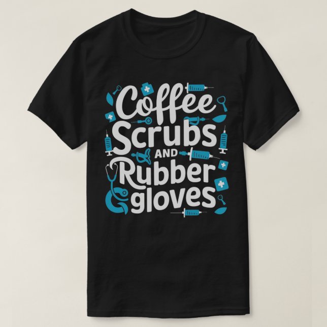 Kaffe- och gummihandskar 1 t shirt (Design framsida)