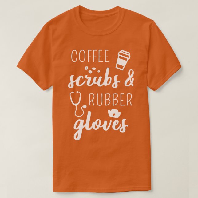 Kaffe- och gummihandskar I T Shirt (Design framsida)
