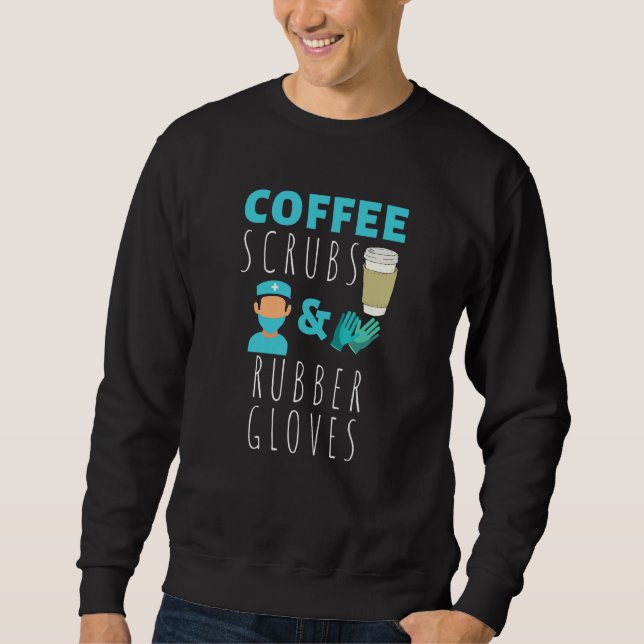 Kaffe- och gummihandskar lång ärmad tröja (Framsida)