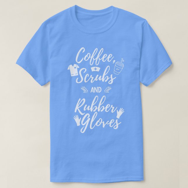 Kaffe och gummihandskar, ljusa t shirt (Design framsida)