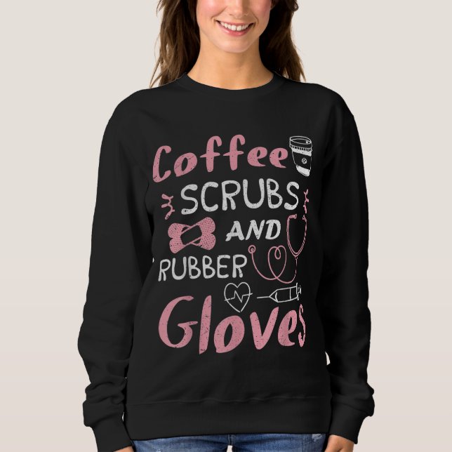 Kaffe- och gummihandskar samt langar och gummihand t shirt (Framsida)