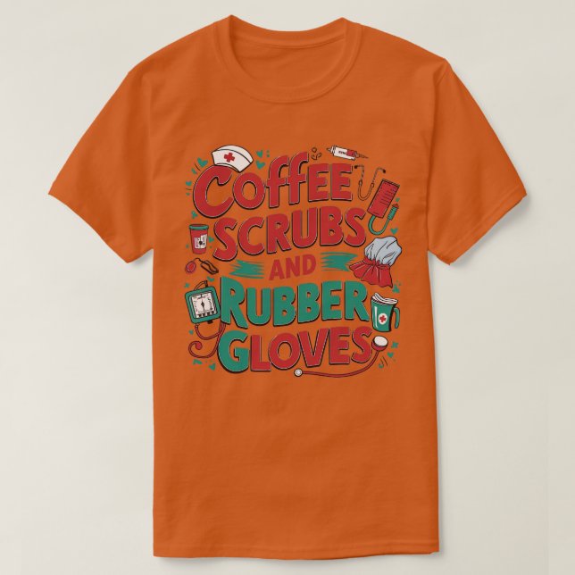 Kaffe- och gummihandskar t shirt (Design framsida)