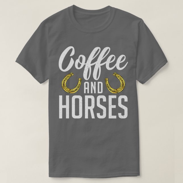 Kaffe och häst, rund Rider-kaffe Älskare e T Shirt (Design framsida)
