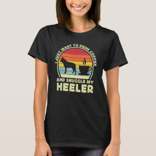Kaffe Och Heeler Hund Mamma Pappa Blå Australisk N T Shirt
