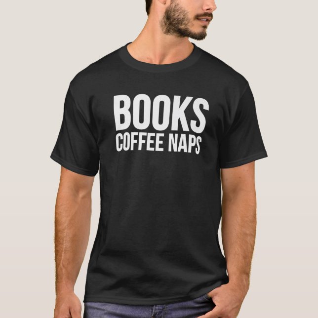 Kaffe och hovdjur i bokar - Kaffe Älskare funny T Shirt (Framsida)