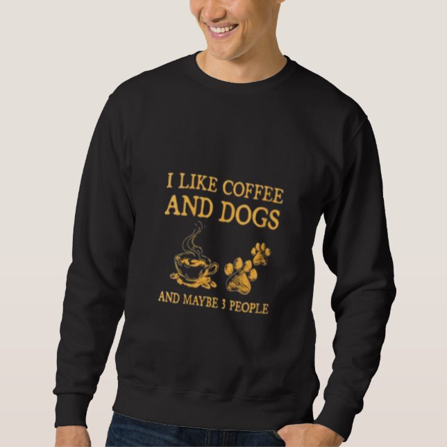 Kaffe och Hundar och kanske 3 personer C Lång Ärmad Tröja (Framsida)