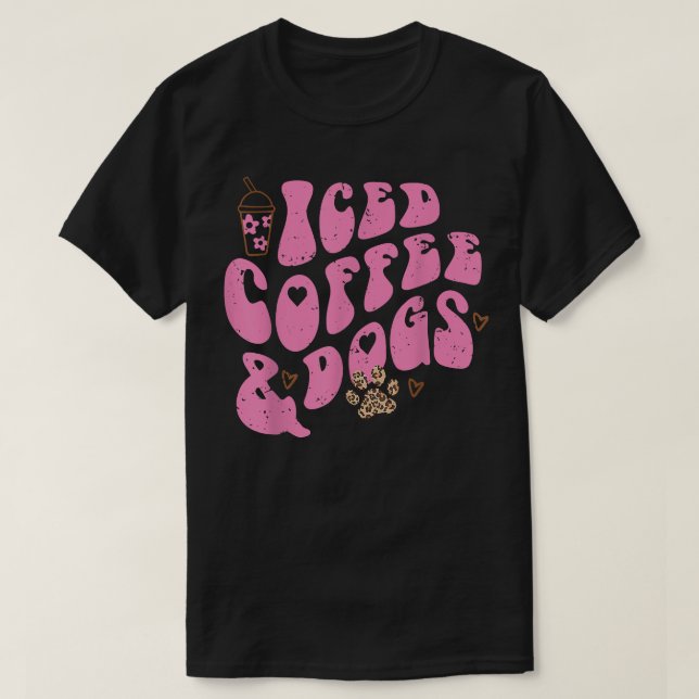 Kaffe och hundar retro leopard tass djurälskare t t shirt (Design framsida)