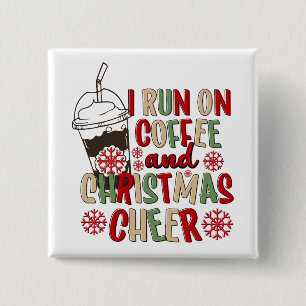 Kaffe och julklapp Retro Groovy jul Knapp