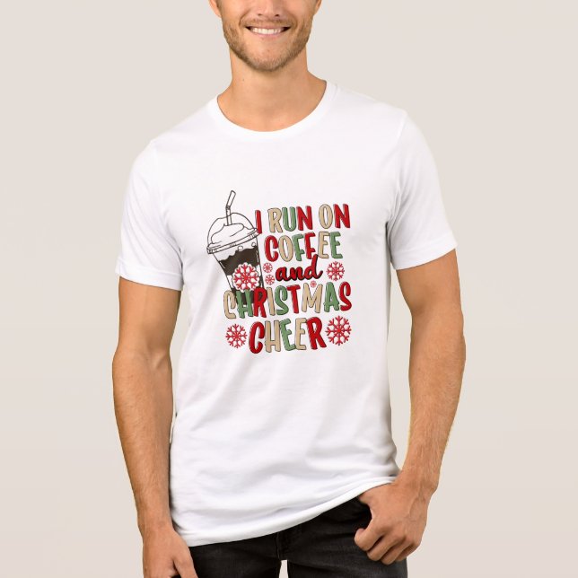 Kaffe och julklapp Retro Groovy jul T Shirt (Framsida)