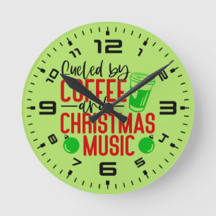 Kaffe- och julmusik rund klocka