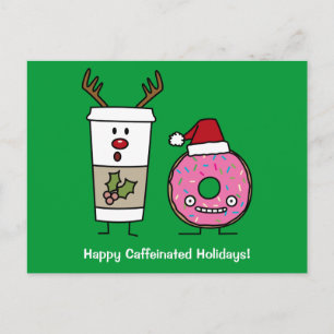 Kaffe och jultomte helg vykort