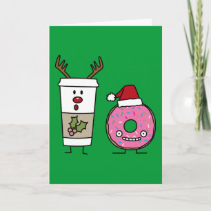 Kaffe och jultomte helgkort