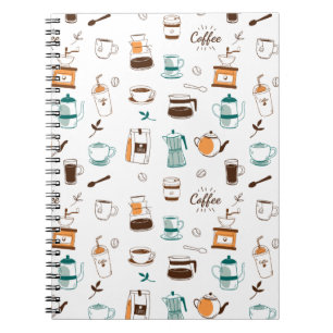 Kaffe och kafé hand plockade Mönster Anteckningsbok