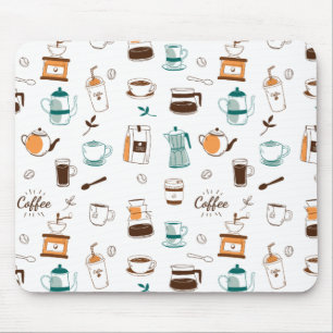 Kaffe och kafé hand plockade Mönster Musmatta