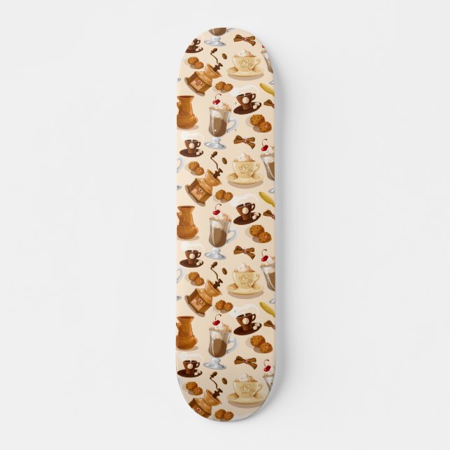 Kaffe och kaka Mönster Mini Skateboard Bräda 18,5 Cm (Framsida)
