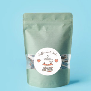 Kaffe och kaka runt klistermärke