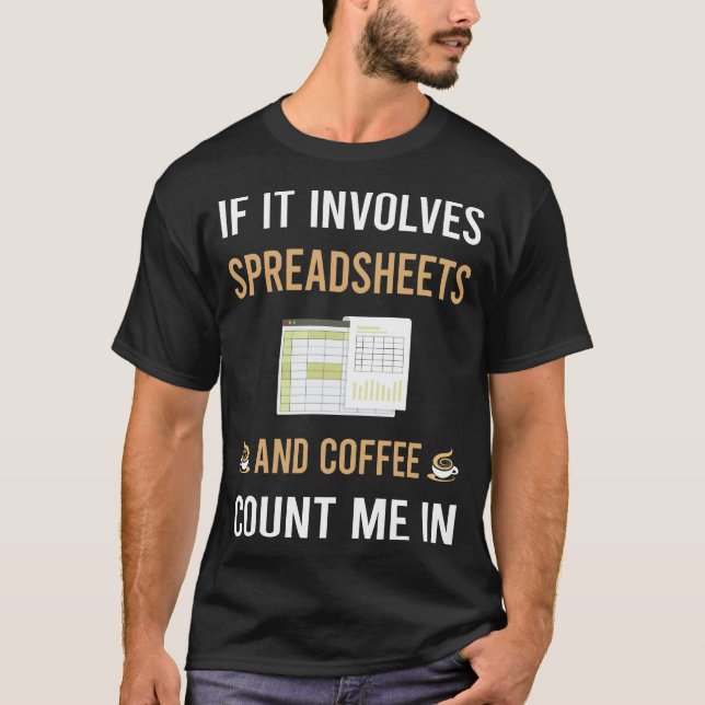 Kaffe och kalkylblad t shirt (Framsida)
