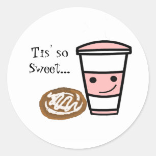 Kaffe och Kanelbulle Runt Klistermärke