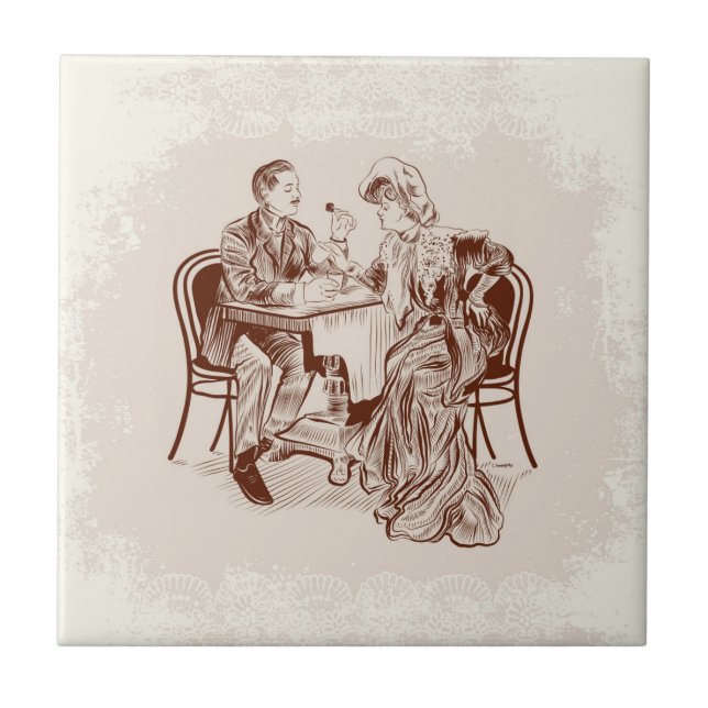 kaffe och kärlek kakelplatta (Framsidan)