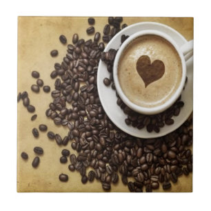 Kaffe och kärlek kakelplatta