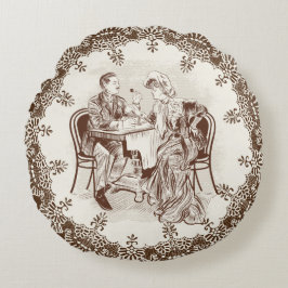 kaffe och kärlek rund kudde