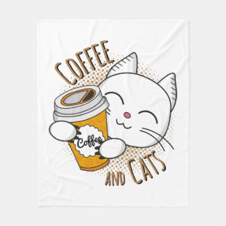 Kaffe och katt, kaffe, katt, katter, kattunge fleecefilt