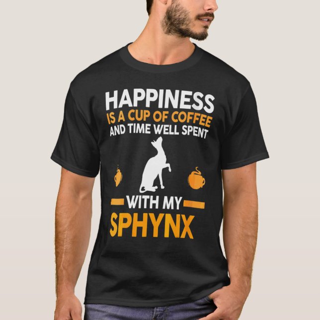 Kaffe Och Katt Sphynx T Shirt (Framsida)