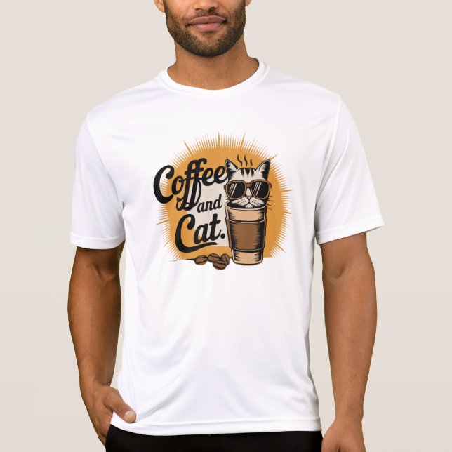 kaffe och katt t shirt (Framsida)