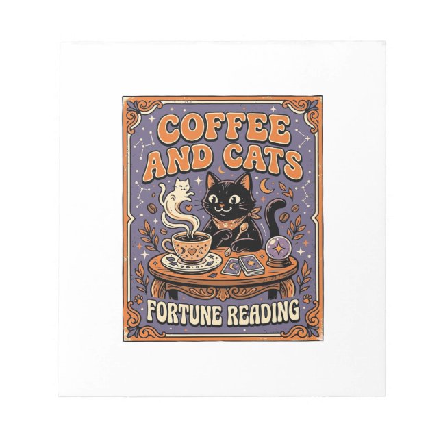 Kaffe Och Katter Katt Teblad Kaffe Spådom Läsning Anteckningsblock (Framsida)