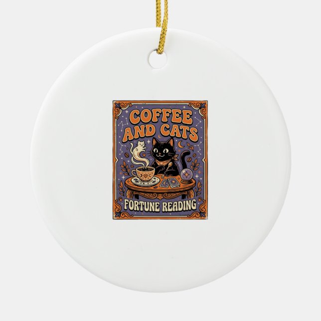 Kaffe Och Katter Katt Teblad Kaffe Spådom Läsning Julgransprydnad Keramik (Framsidan)