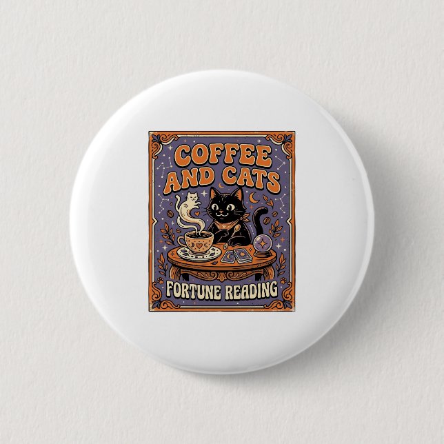 Kaffe Och Katter Katt Teblad Kaffe Spådom Läsning Knapp (Framsida)
