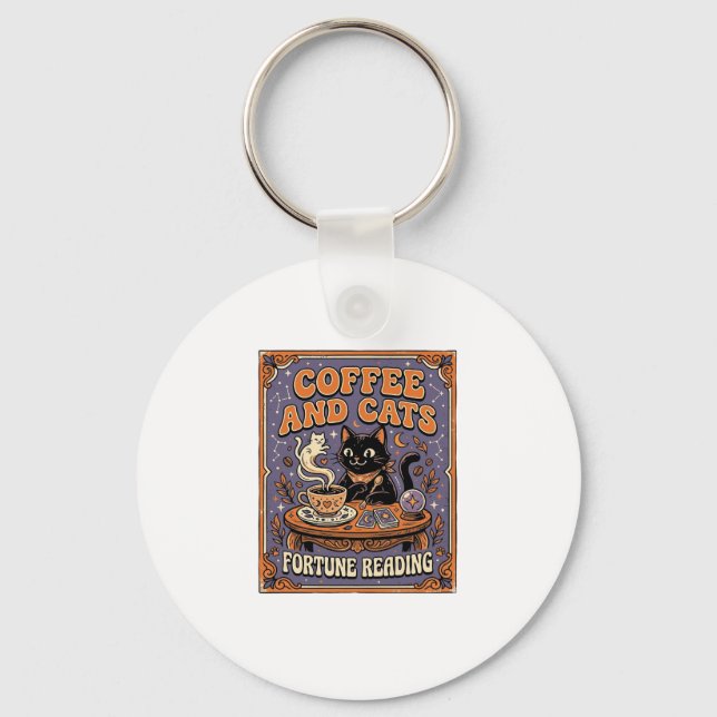 Kaffe Och Katter Katt Teblad Kaffe Spådom Läsning Nyckelring (Framsida)