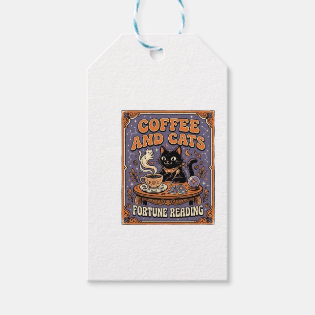Kaffe Och Katter Katt Teblad Kaffe Spådom Läsning Presentetikett (Framsidan)