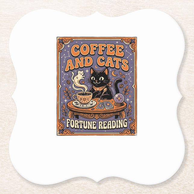 Kaffe Och Katter Katt Teblad Kaffe Spådom Läsning Underlägg Papper (Framsida)