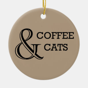 Kaffe och katter med foto av Anpassningsbar Julgransprydnad Keramik