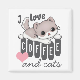 Kaffe och kattkaffe i kärlek magnet