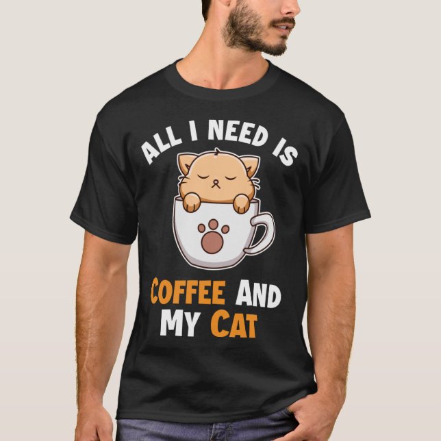Kaffe och kattkaffe, Mamma, katt och katt T Shirt (Framsida)