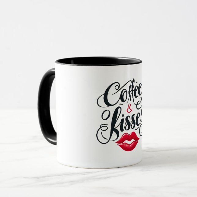 Kaffe och Kissess - romantisk kopp (Framsida vänster)