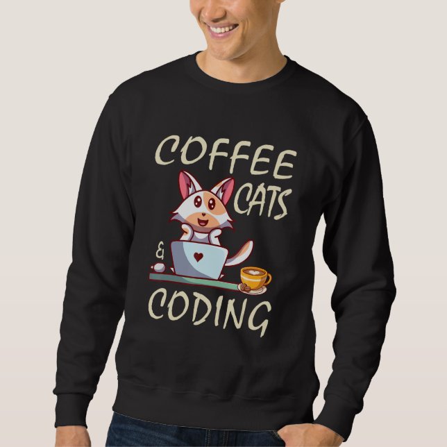 Kaffe och kodningsprogram lång ärmad tröja (Framsida)