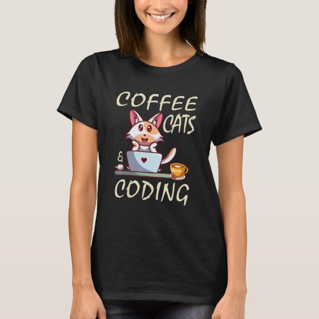 Kaffe och kodningsprogram t shirt (Framsida)