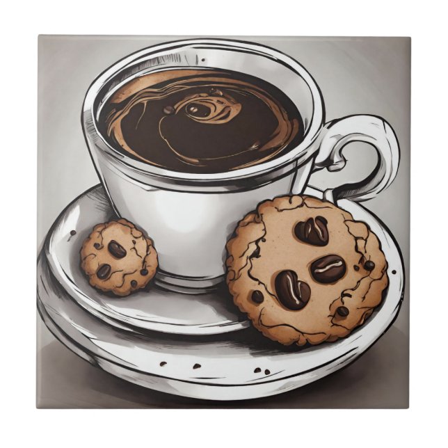 Kaffe och kookies kakelplatta (Framsidan)