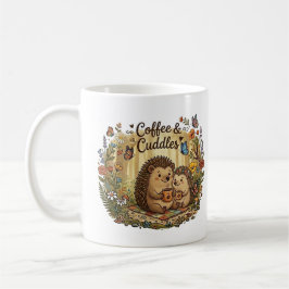 Kaffe och kramar Söt igelkottpar-matchning Kaffemugg