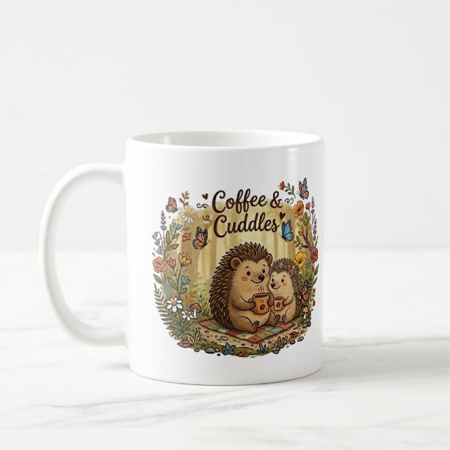 Kaffe och kramar Söt igelkottpar-matchning Kaffemugg (Vänster)