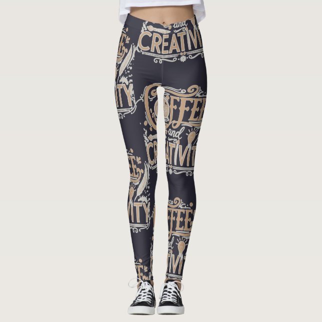 Kaffe och Kreativitet Typografi Leggings (Framsida)