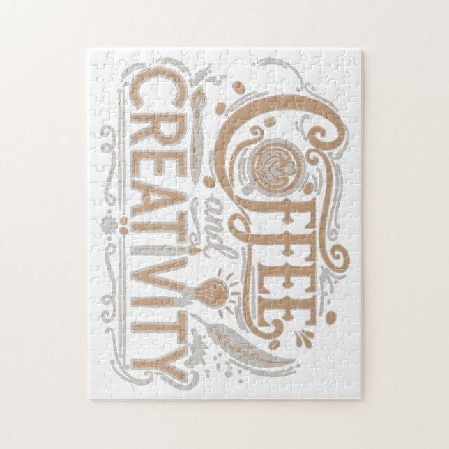 Kaffe och Kreativitet Typografi Pussel (Vertikal)